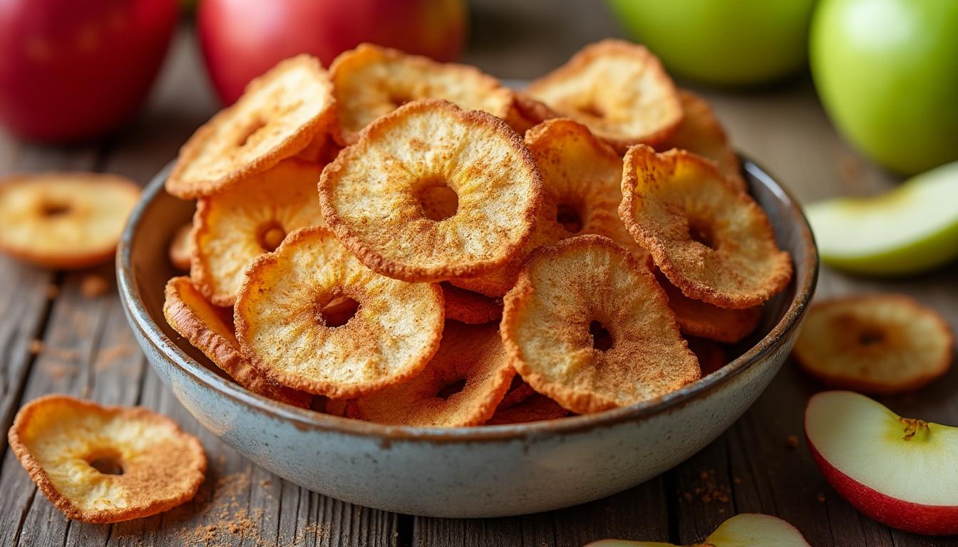 discover how to make crispy and healthy air fryer apple chips with this easy snack recipe, perfect for guilt-free munching anytime.
