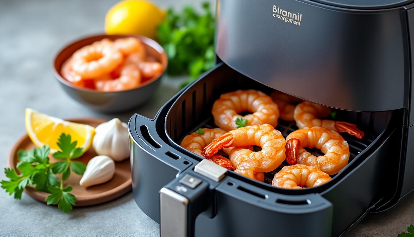learn how to cook frozen shrimp quickly and easily in an air fryer with our simple step-by-step guide for a delicious and healthy meal.