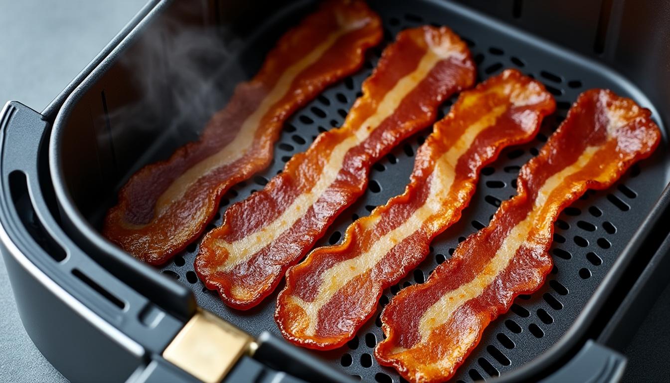 learn the secret to making perfectly crispy air fryer bacon every time with this easy step-by-step guide.